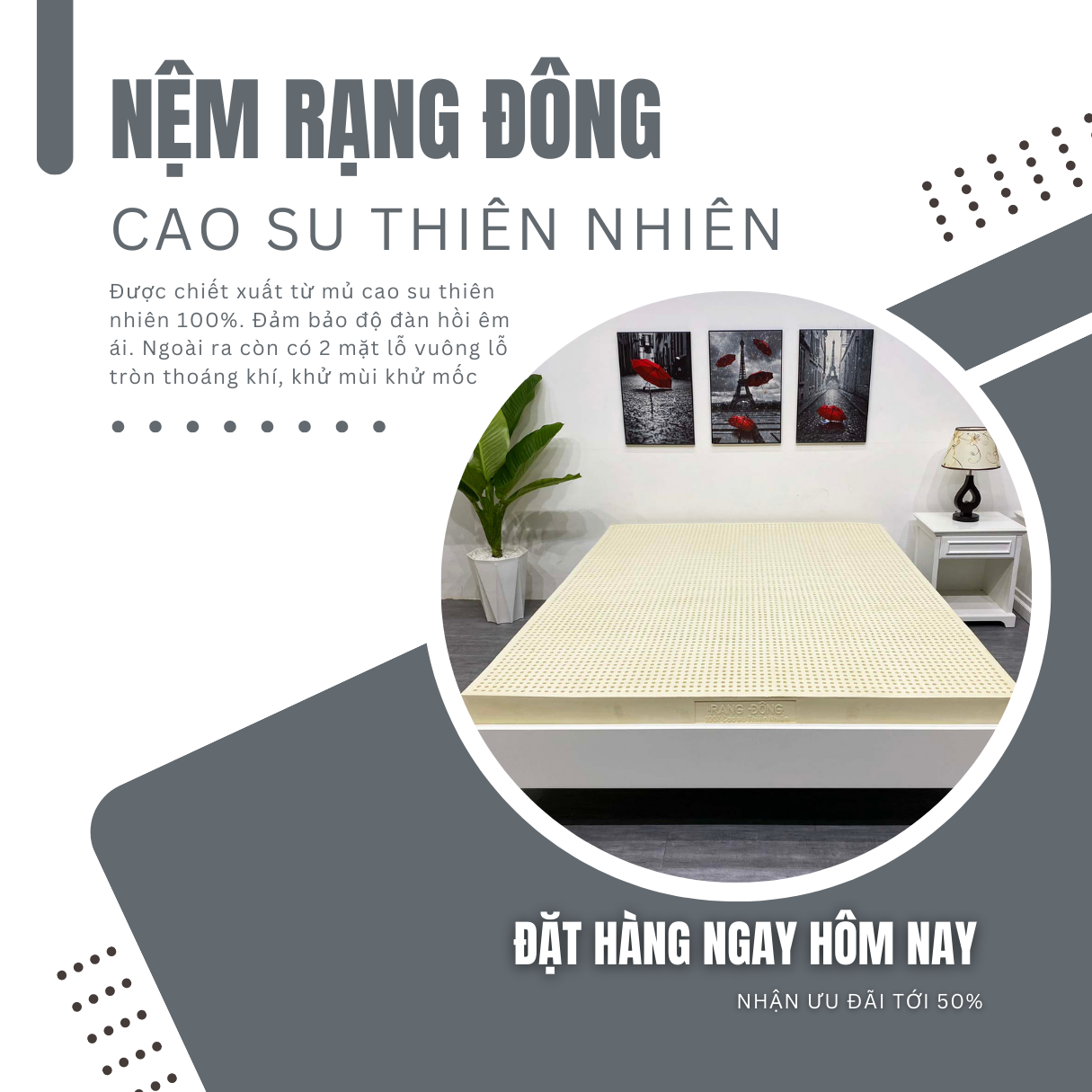 Nệm Cao Su Thiên Nhiên Rạng Đông - Ảnh 2